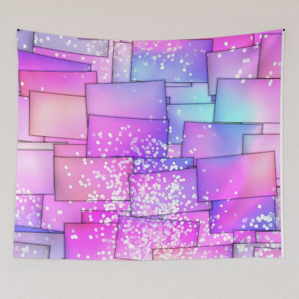 Aperçu de l'œuvre Briques Stardust : couleurs vives et profondes de violet, rose et bleu aqua créée et vendue par Rebekkahsdesign.