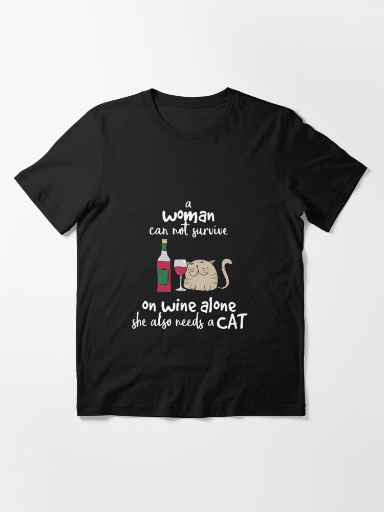 cat and wine t shirt