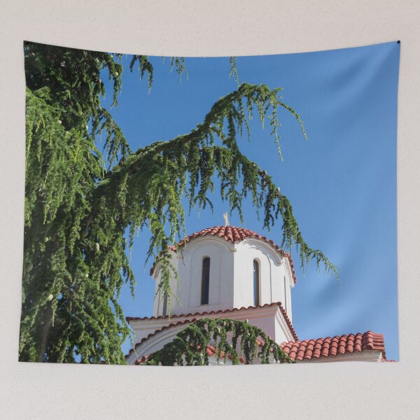 Item preview, Curved Evergreen Branches Framing a Church Dome designed and sold by Georgia Mizuleva.