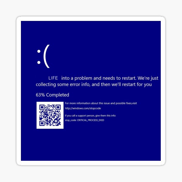 Windows error message Technical Information on blue screen Sticker by  sopfanna