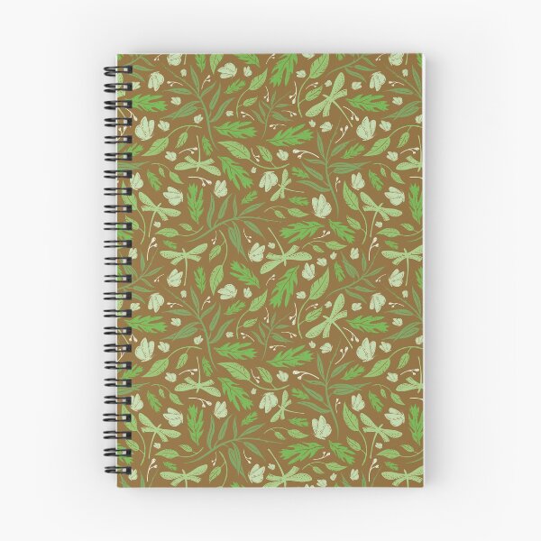 Item preview, Green dragonflies and butterflies on brown background designed and sold by Pinata.
