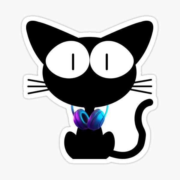 Dj Kitty with headphones Sticker for Sale by Spacefans