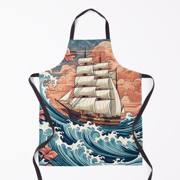 Item preview, Vintage Sailing Ship Amidst Cherry Blossom Crested Waves designed and sold by aigcx.