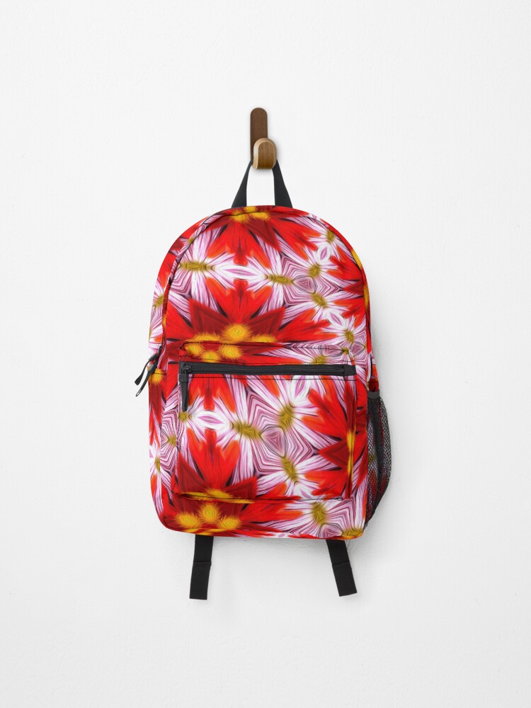 Thumbnail 1 of 3, Backpack, Red Floral Pattern designed and sold by Patternflower.