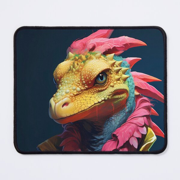 Item preview, Dinosaurs Wearing Clothes 5. Amako is unsettling, rough around the edges, and absolutely gorgeous. Yellow and teal lizard bird in a coat with a built-in pink feather boa. designed and sold by FoxRobinRabbit.