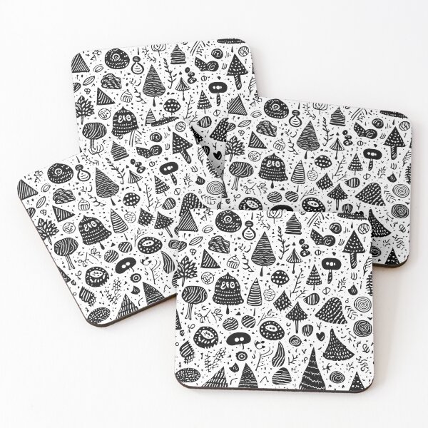 Item preview, Playful Black Doodle Seamless Patterns - Random and Whimsical Designs designed and sold by cocomikozza.