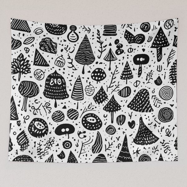 Item preview, Playful Black Doodle Seamless Patterns - Random and Whimsical Designs designed and sold by cocomikozza.