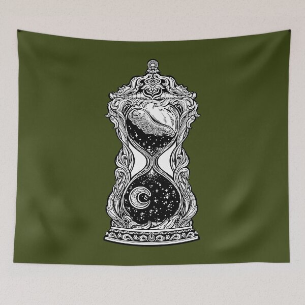 Item preview, Decorative antique hourglass with stars and moon illustration.  	 	 designed and sold by camvbmusoo0.