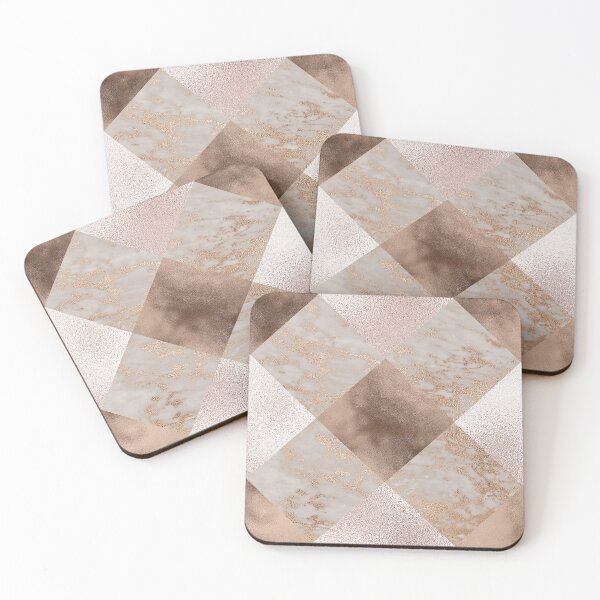 Item preview, Copper and Blush Rose Gold Marble Quadrangle Plaid Pattern  designed and sold by UtArt.