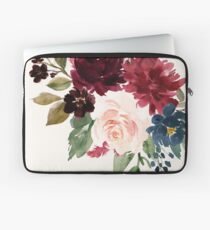 Burgunder Navy Floral Aquarell Laptoptasche