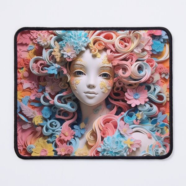 Item preview, A sculpture of a girl surrounded with flowers in various colors designed and sold by aiphotosart.