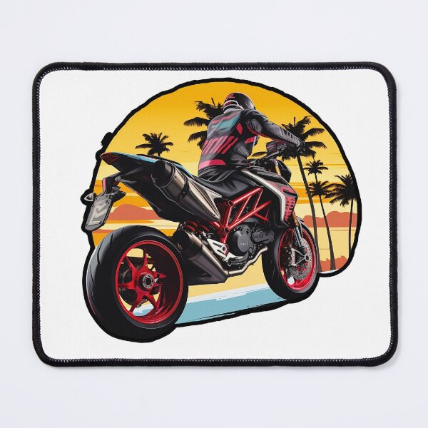 Item preview, Supernaked motorcycle ducati miami rider enjoying palms and ocean designed and sold by YammsDesign.