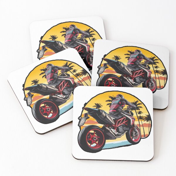 Item preview, Supernaked motorcycle ducati miami rider enjoying palms and ocean designed and sold by YammsDesign.