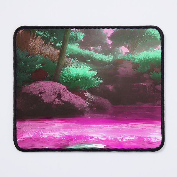 Item preview, Landscape Pond and Trees Pink Water and Mint Green Leaves designed and sold by deniselynnimage.
