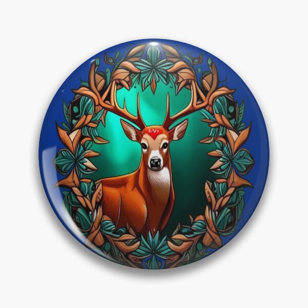 Item preview, A White Tailed Deer Surrounded By A Wreath Of Mountain Laurel Tattoo Art designed and sold by taiche.
