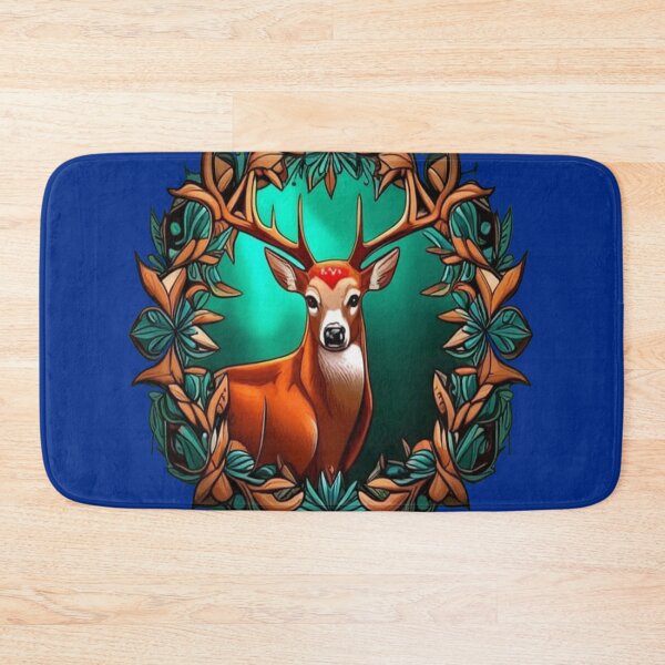 Item preview, A White Tailed Deer Surrounded By A Wreath Of Mountain Laurel Tattoo Art designed and sold by taiche.