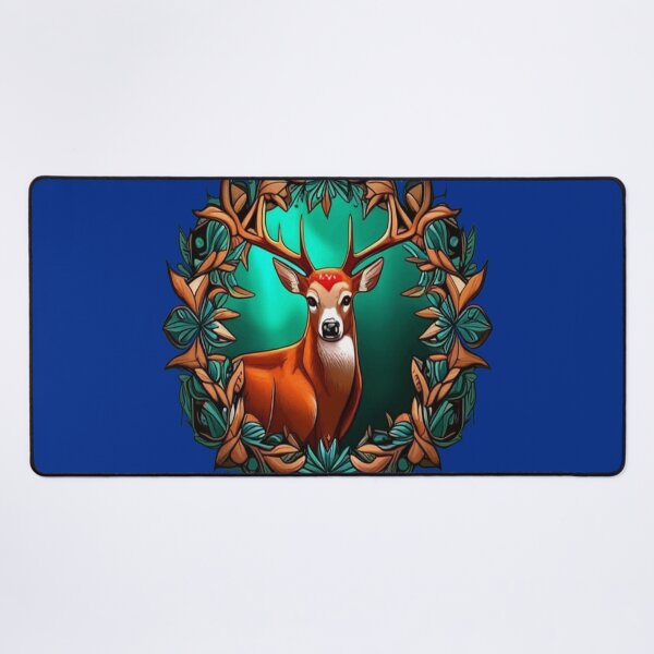 Item preview, A White Tailed Deer Surrounded By A Wreath Of Mountain Laurel Tattoo Art designed and sold by taiche.