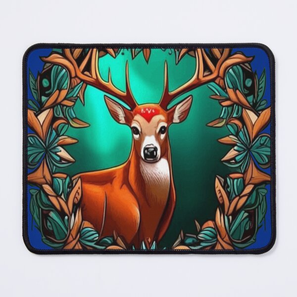 Item preview, A White Tailed Deer Surrounded By A Wreath Of Mountain Laurel Tattoo Art designed and sold by taiche.
