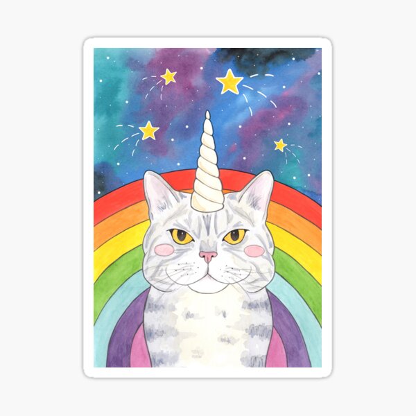Magical Caticorn / Cat Unicorn Rainbow Galaxy Sticker