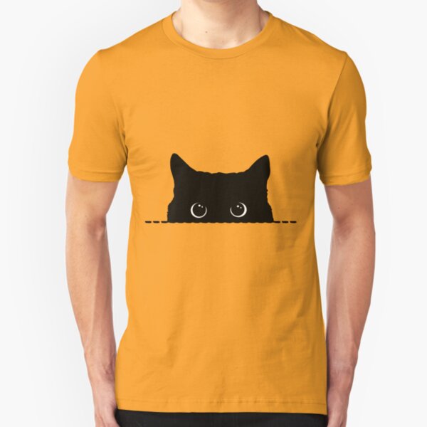 Black Cat Peeking Slim Fit T-Shirt