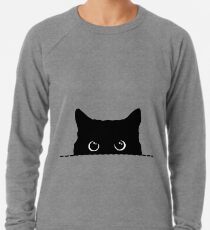Black Cat Peeking Lightweight Sweatshirt