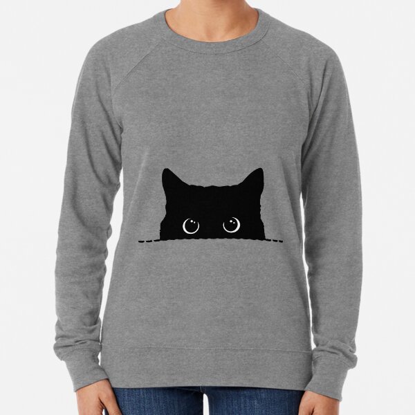 Black Cat Peeking Lightweight Sweatshirt