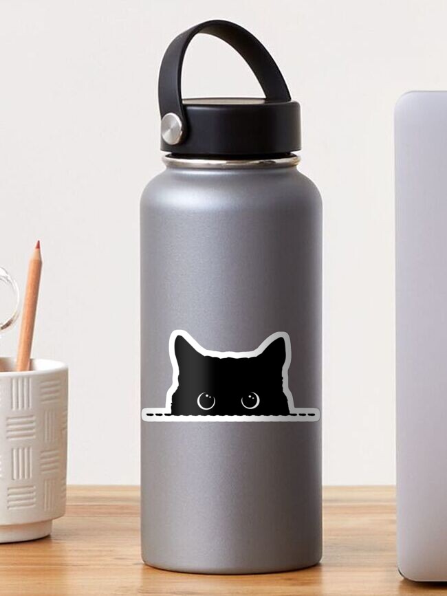 Thumbnail 1 of 3, Sticker, Black Cat Peeking designed and sold by nameonshirt.
