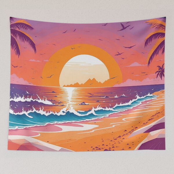 Aperçu de l'œuvre Sunset Serenade: A Majestic Beachscape créée et vendue par LeonAndrewRazon.