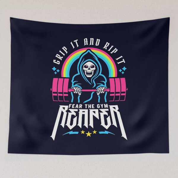 Item preview, Fear The Gym Reaper - Grip It and Rip It - Funny Fitness Pun designed and sold by Brogress Project.
