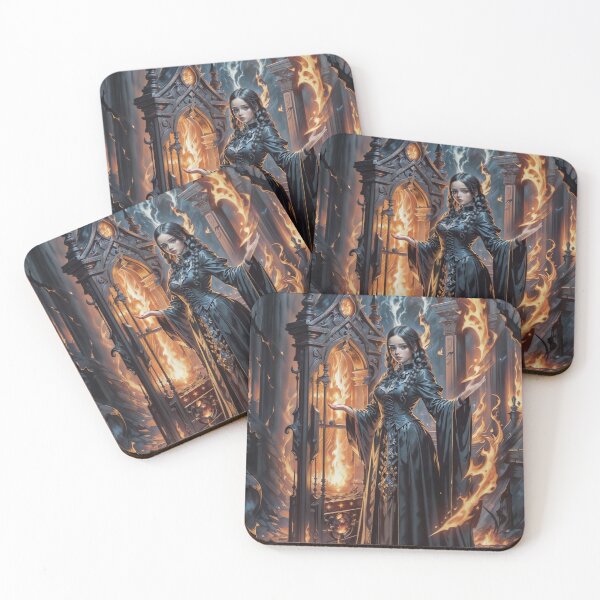 Item preview, Fantasy witch girl and fire in ruins designed and sold by AnnArtshock.