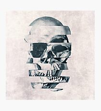 Glitch Skull Mono Photographic Print