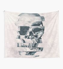 Glitch Skull Mono Wall Tapestry