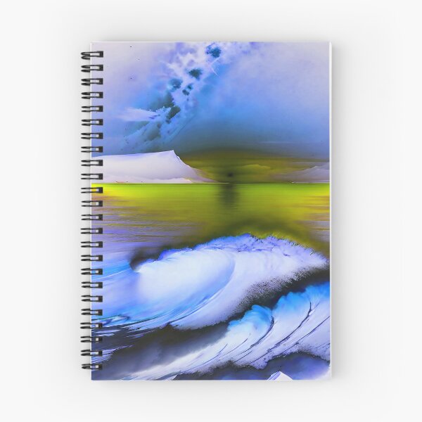 Item preview, Ocean Waves with Mountains in the Background Blue Ocean Yellow Sky designed and sold by deniselynnimage.
