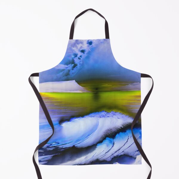 Item preview, Ocean Waves with Mountains in the Background Blue Ocean Yellow Sky designed and sold by deniselynnimage.