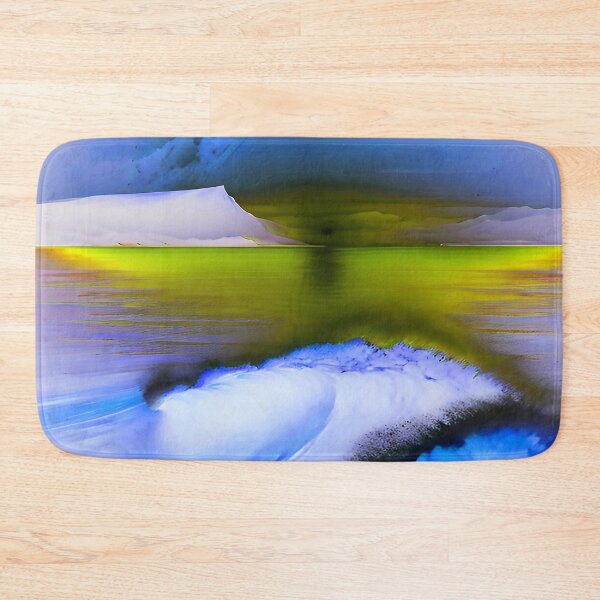 Item preview, Ocean Waves with Mountains in the Background Blue Ocean Yellow Sky designed and sold by deniselynnimage.
