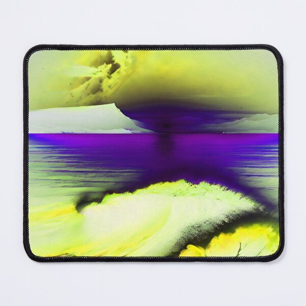Item preview, Ocean Waves with Mountains in the Background Violet Sky Yellow Ocean designed and sold by deniselynnimage.