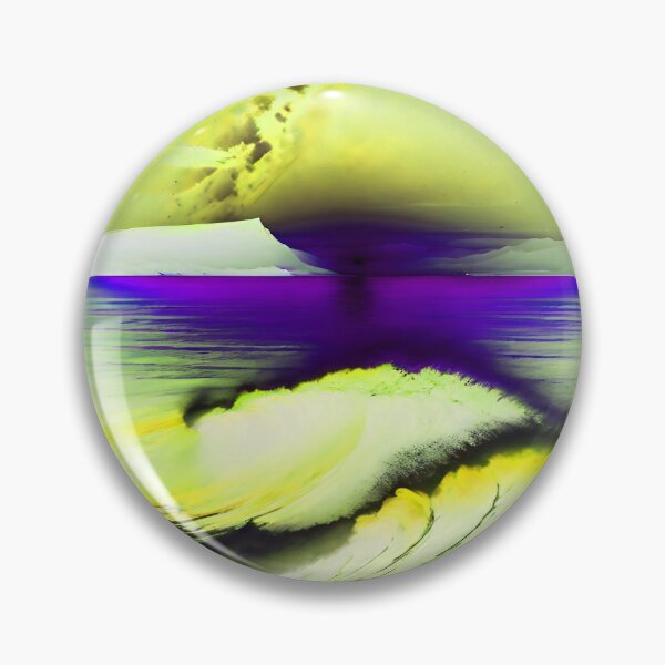 Item preview, Ocean Waves with Mountains in the Background Violet Sky Yellow Ocean designed and sold by deniselynnimage.