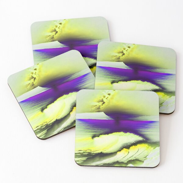 Item preview, Ocean Waves with Mountains in the Background Violet Sky Yellow Ocean designed and sold by deniselynnimage.