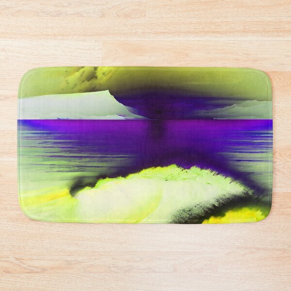 Item preview, Ocean Waves with Mountains in the Background Violet Sky Yellow Ocean designed and sold by deniselynnimage.