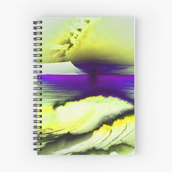 Item preview, Ocean Waves with Mountains in the Background Violet Sky Yellow Ocean designed and sold by deniselynnimage.