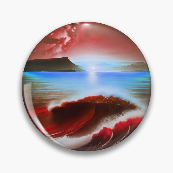Item preview, Ocean Waves with Mountains in the Background Red designed and sold by deniselynnimage.