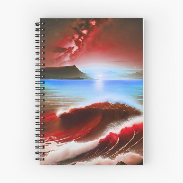 Item preview, Ocean Waves with Mountains in the Background Red designed and sold by deniselynnimage.