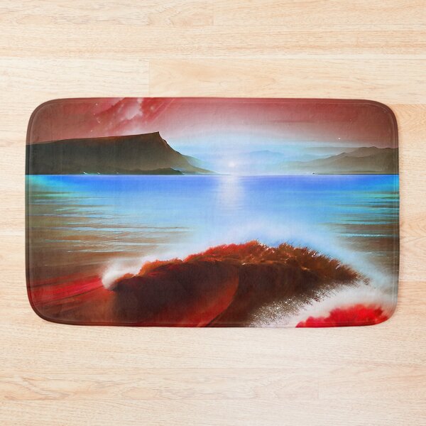 Item preview, Ocean Waves with Mountains in the Background Red designed and sold by deniselynnimage.