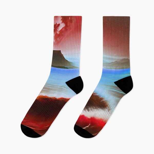 Item preview, Ocean Waves with Mountains in the Background Red designed and sold by deniselynnimage.