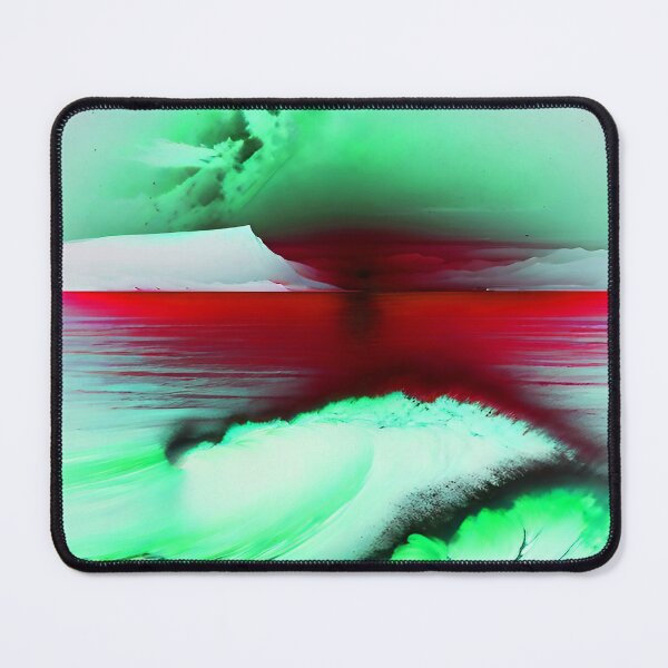 Item preview, Ocean Waves with Mountains in the Background Red Blood Sky and Mint Ocean designed and sold by deniselynnimage.