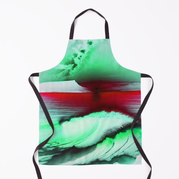 Item preview, Ocean Waves with Mountains in the Background Red Blood Sky and Mint Ocean designed and sold by deniselynnimage.