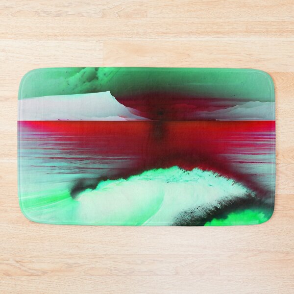 Item preview, Ocean Waves with Mountains in the Background Red Blood Sky and Mint Ocean designed and sold by deniselynnimage.