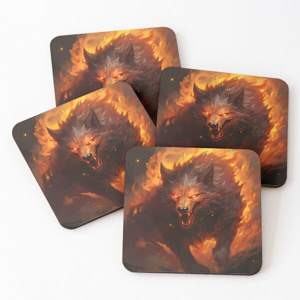 Item preview,  Flames of Unity - Ember Wolf Art Print designed and sold by MystiCanvas.