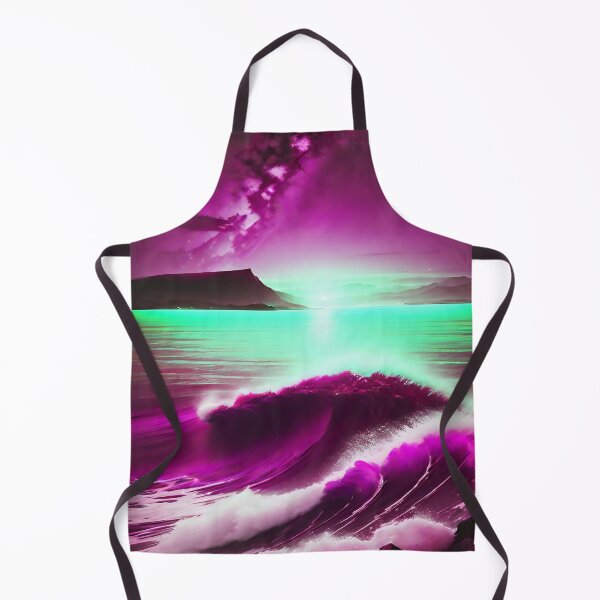Item preview, Ocean Waves with Mountains in the Background Mint Sky Hot Pink Ocean designed and sold by deniselynnimage.