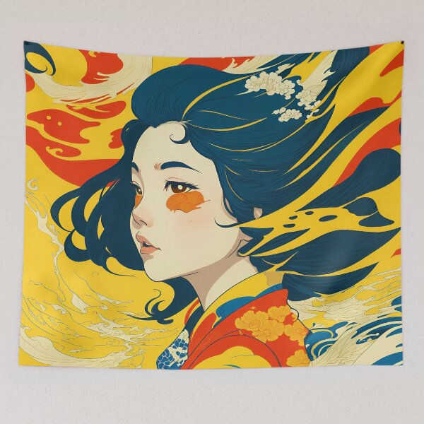 Item preview, Harmony of Cultures: Girl with Hokusai's Wave designed and sold by LeonAndrewRazon.